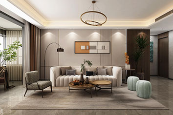 万科翡翠公园147平米意式轻奢风格装建软装效...